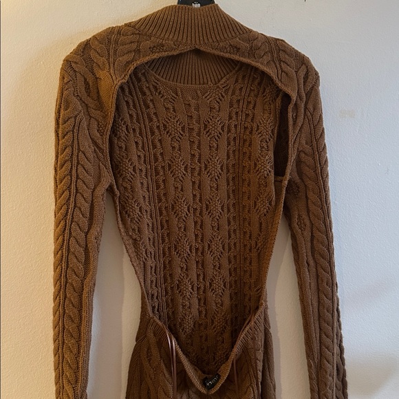 JLUXLABEL Chocolate Cable Knit Mini Dress - Picture 13 of 15